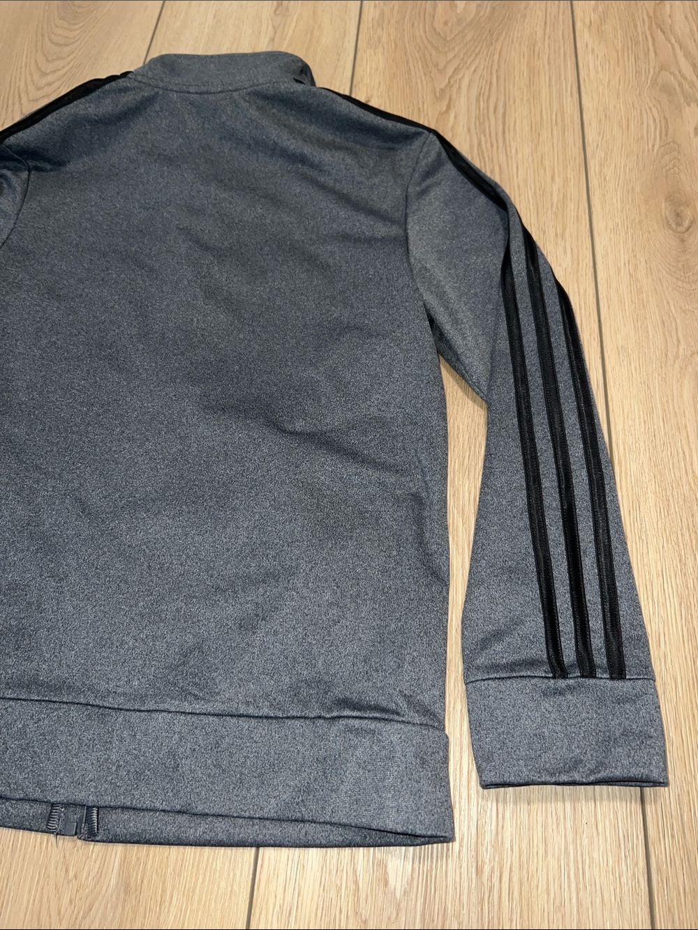 adidas Kid’s Gray Full-Zip Track Jacket with Black Stripes - Picture 11 of 11